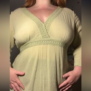 Vintage Sage Green Peasant Top